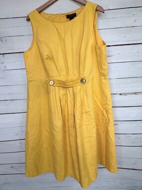 Signature by Robbie Bee Yellow Diamond Textured Sleeveless Dress Size 18W